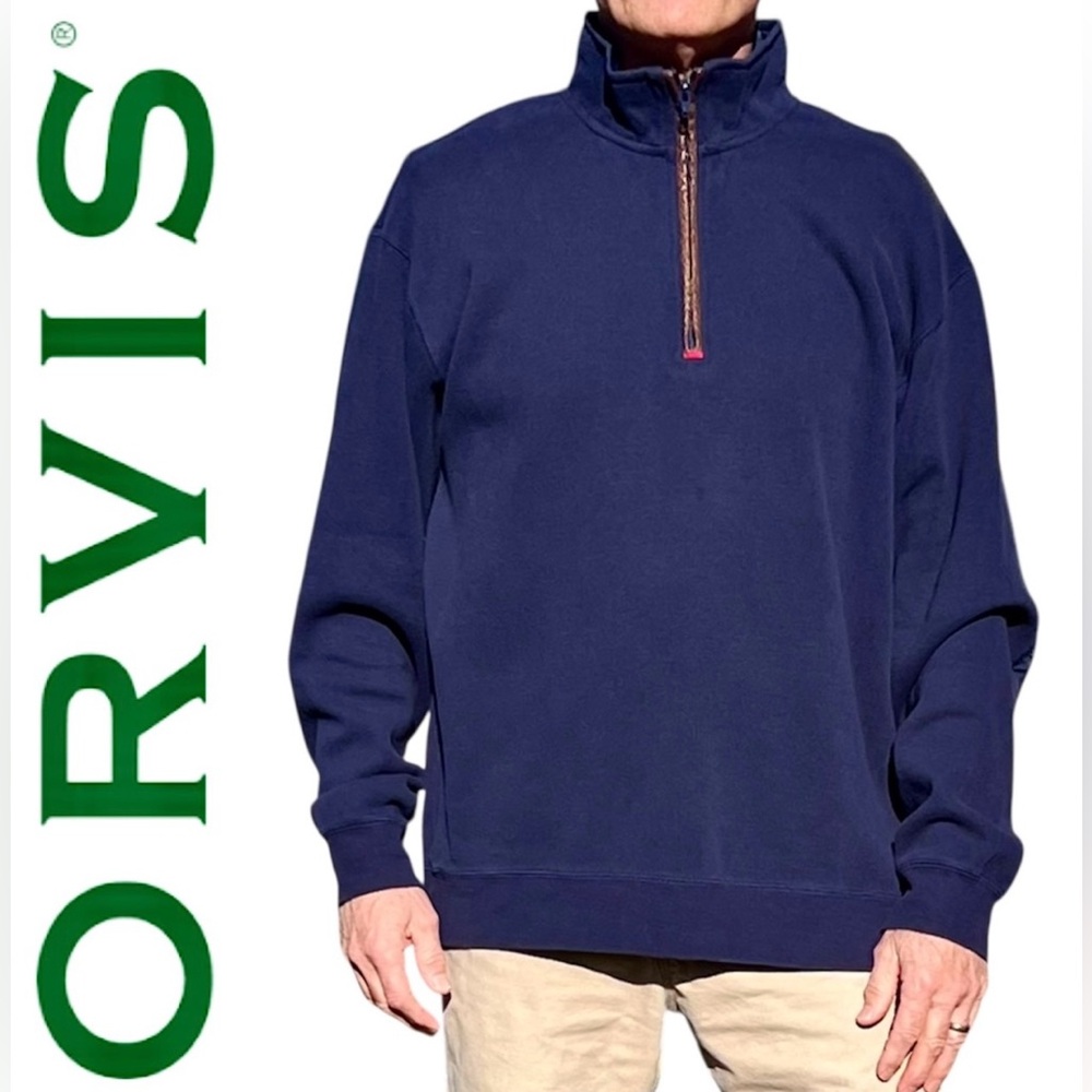 - Orvis XL Navy 1/4 Zip Cotton Pullover! EUC!